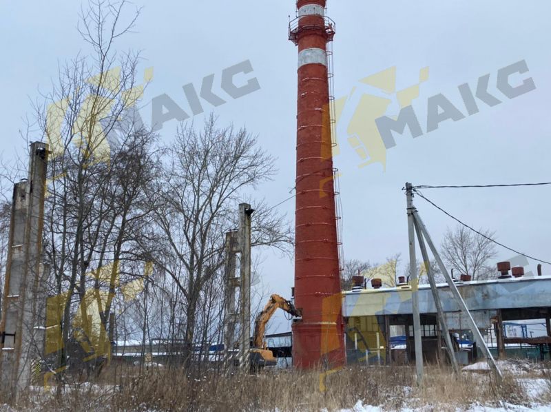 Демонтаж дымоходной трубы 40 метров в Рязани и Туле фото